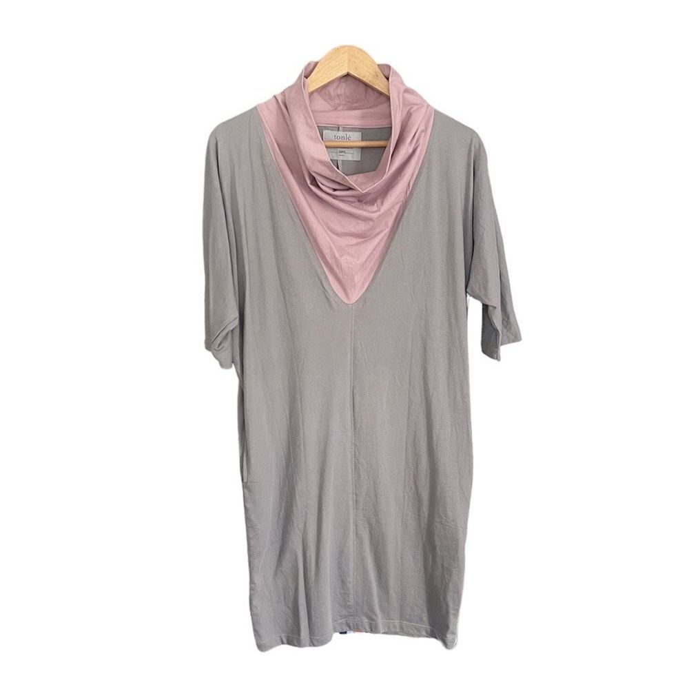 Tonlé Cowl Neck Dress Gray Pink Size Medium